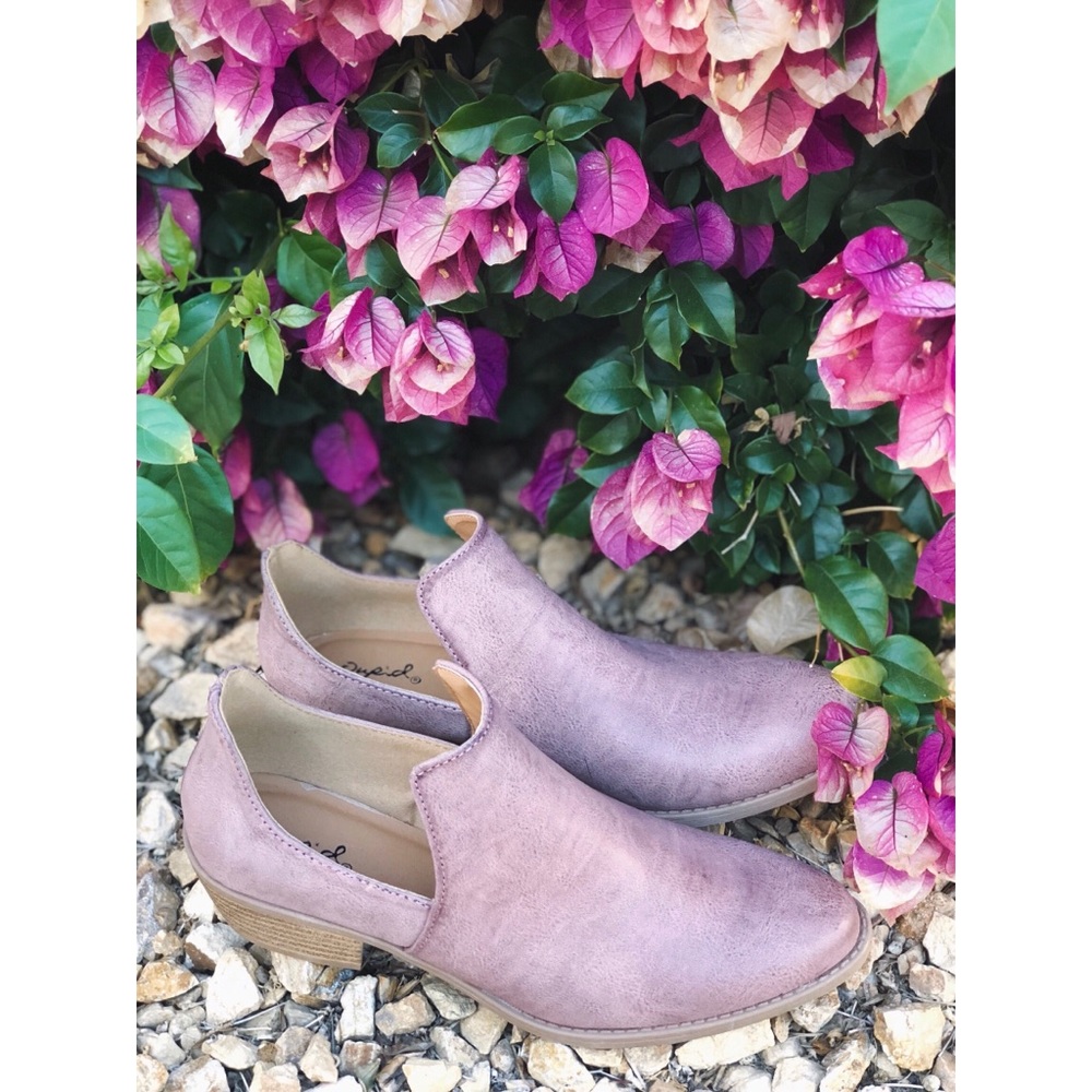 Dusty Mauve Slip-On Ankle Booties